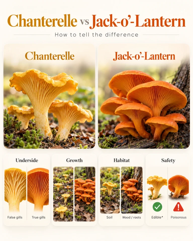 Chanterelle vs Jack-o’-Lantern: How to Tell the Difference