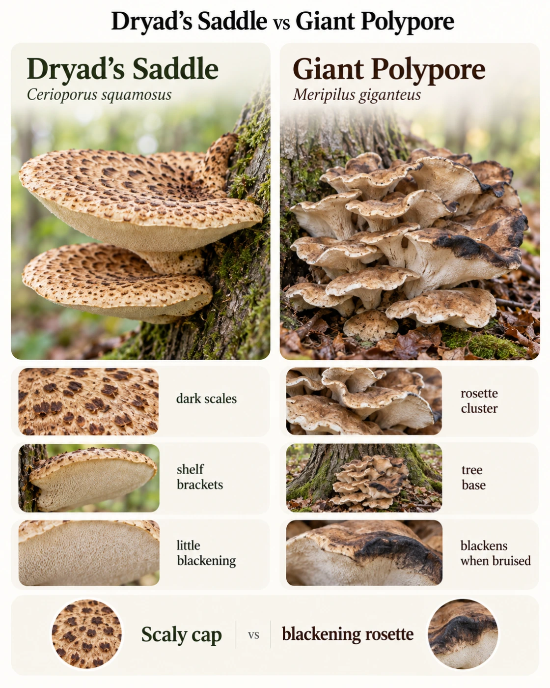 Dryad’s Saddle vs Giant Polypore: How to Tell Them Apart