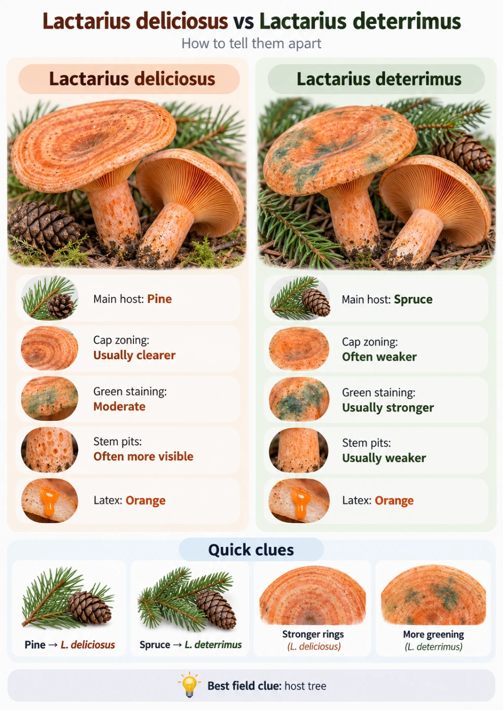 Lactarius deliciosus vs Lactarius deterrimus: How to Tell Them Apart