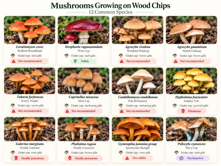 Mushrooms Growing on Wood Chips: 12 Common Species