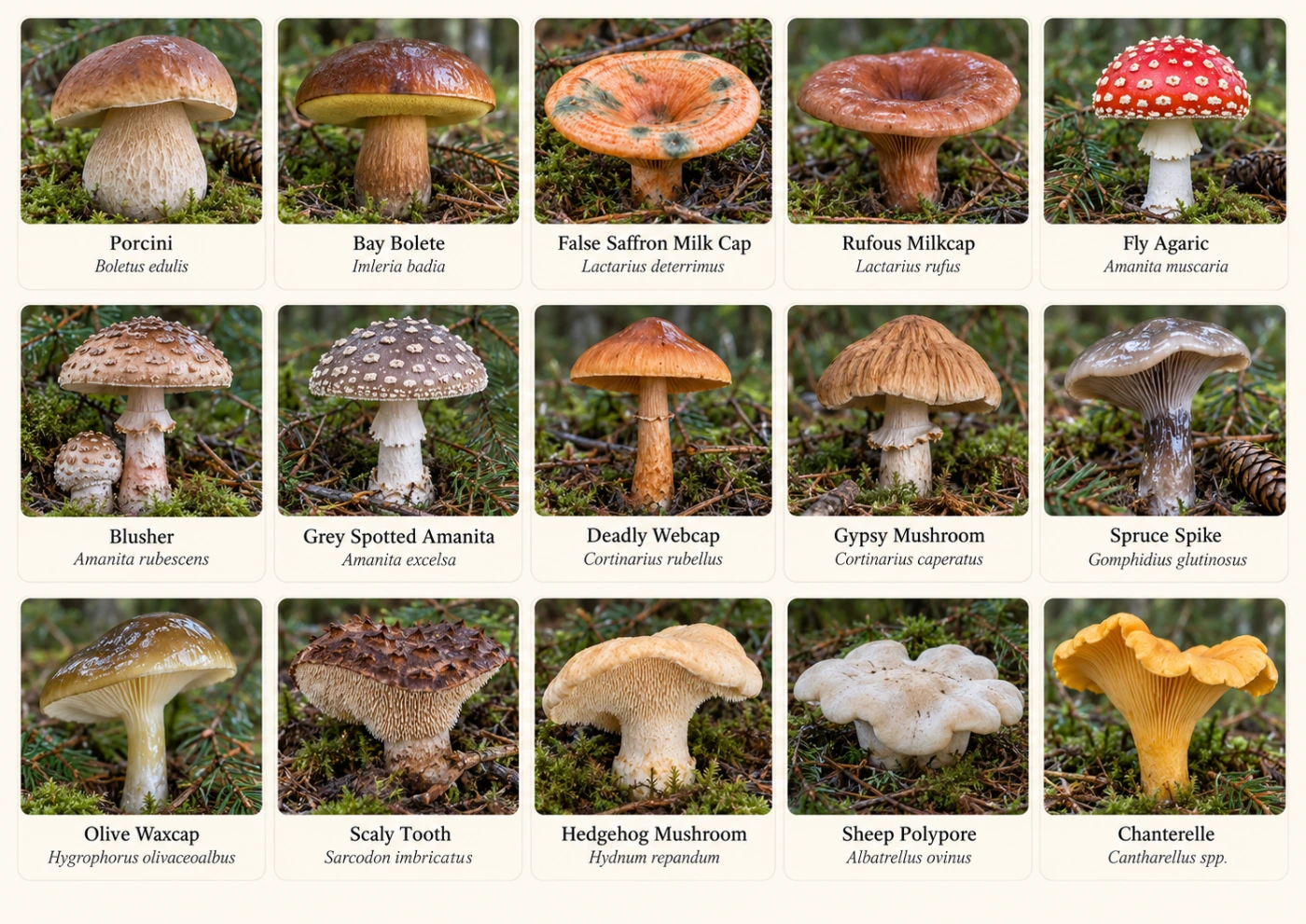 Mushrooms Growing Under Spruce Trees: 15 Common Species