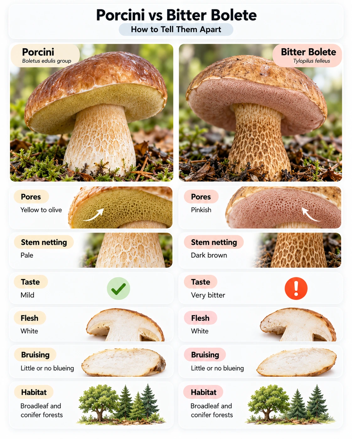 Porcini vs Bitter Bolete: How to Tell Them Apart