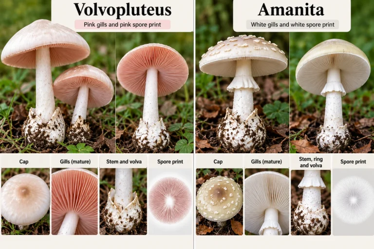 Volvopluteus vs Amanita: How to Tell Them Apart