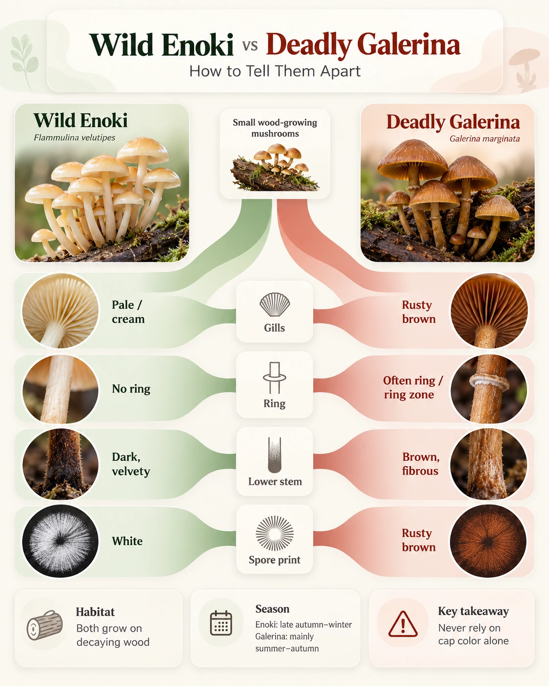 Wild Enoki vs Deadly Galerina: How to Tell Them Apart